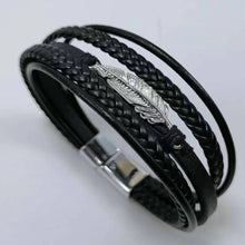 Red black leather bracelet cuff for punk fashion, clubwear styling, and edgy unisex accessory use.