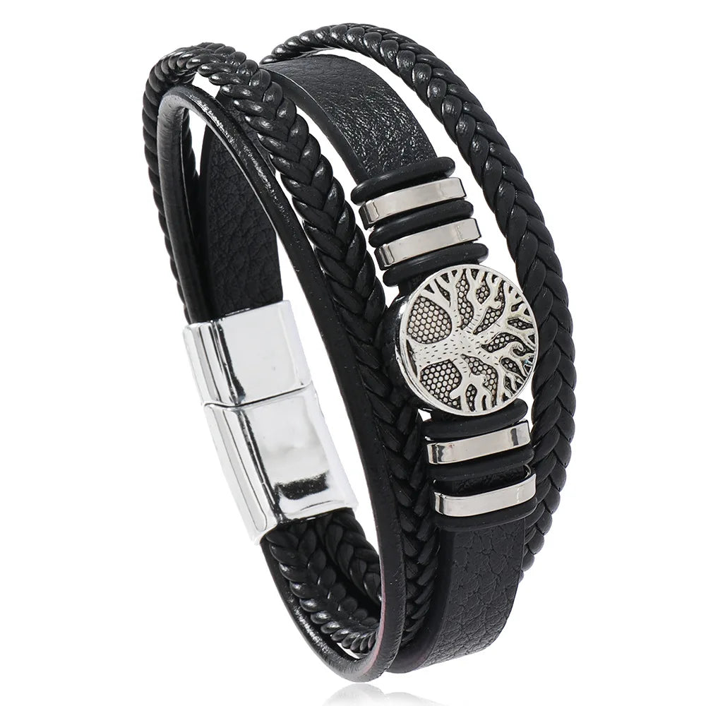 Red black leather punk wristband cuff bracelet for alternative street style, casual outfits, and statement wristwear use.