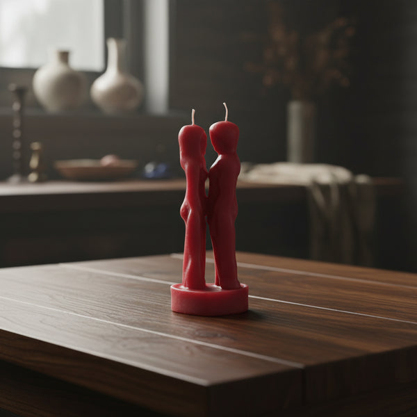 Red Face to Face Lovers Candle decorative candle for romantic ambiance, home décor, and gift giving.