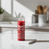 Red Protection from Enemies 7 day prayer candle in glass for enemy protection, spiritual defense, and candle ritual work.