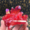 Red Titanium Quartz Crystal Cluster for meditation, home décor, and crystal collecting.