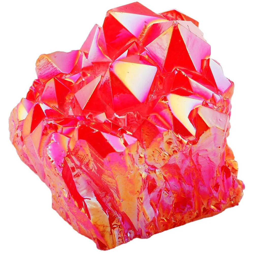 Red Titanium Quartz Crystal Cluster for meditation, home décor, and crystal collecting.