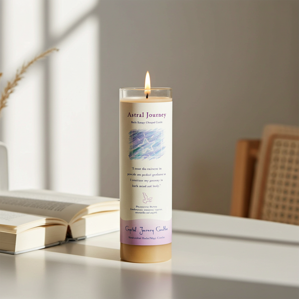 Reiki Herbal Pillar Candle Astral Journey pillar candle for meditation, spiritual focus, and astral journey practice.