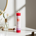 Reiki Herbal Pillar Candle Seduction pillar candle for attraction rituals, sensual intention setting, and spiritual ambiance.