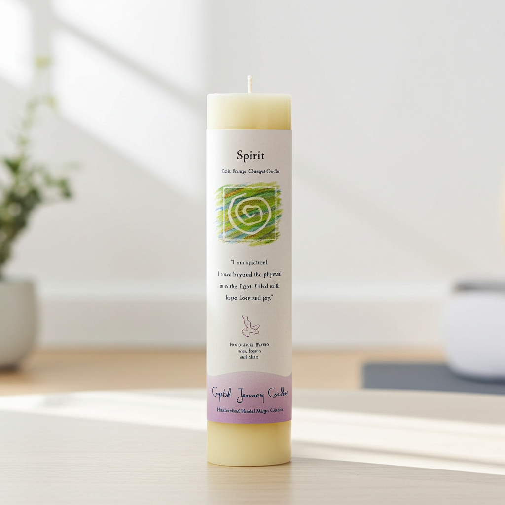 Reiki Herbal Pillar Candle Spirit herbal pillar candle for reiki sessions, chakra work, and calming rituals.