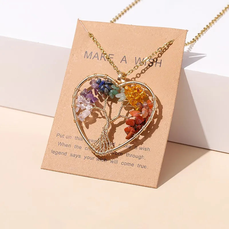 Reiki Tree of Life chakra pendant necklace for chakra healing, reiki sessions, and calming daily use.