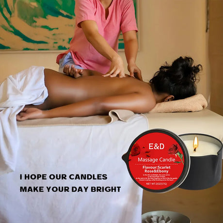 Stress Relief Massage Oil Candle poured candle for soothing massage, relaxation, and tension relief.
