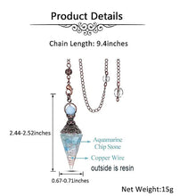 Resin 7 Chakra Healing Crystal Pendulum for dowsing, divination, and energy work.