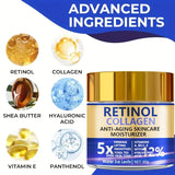 Retinol & Collagen moisturizing face cream jar for restoring softness, improving elasticity, and daily facial care.