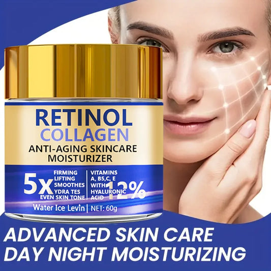 Retinol & Collagen Face Cream 60g jar moisturizer for anti-aging skincare, firming, and daily facial hydration.