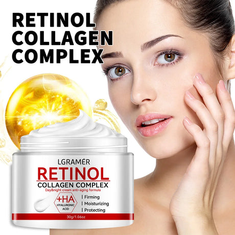 Retinol collagen face cream for helping smooth the appearance of wrinkles, firm skin, and support daily moisturizing care.