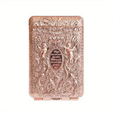 Retro hand-carved metal cigarette case for storing and carrying cigarettes during travel and daily use.