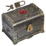 Retro style plastic treasure chest lock box for securing small toys, souvenirs, and personal treasures.