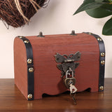 Retro wooden treasure box with lock and hasp for memory storage, event decor, and collectible organization.