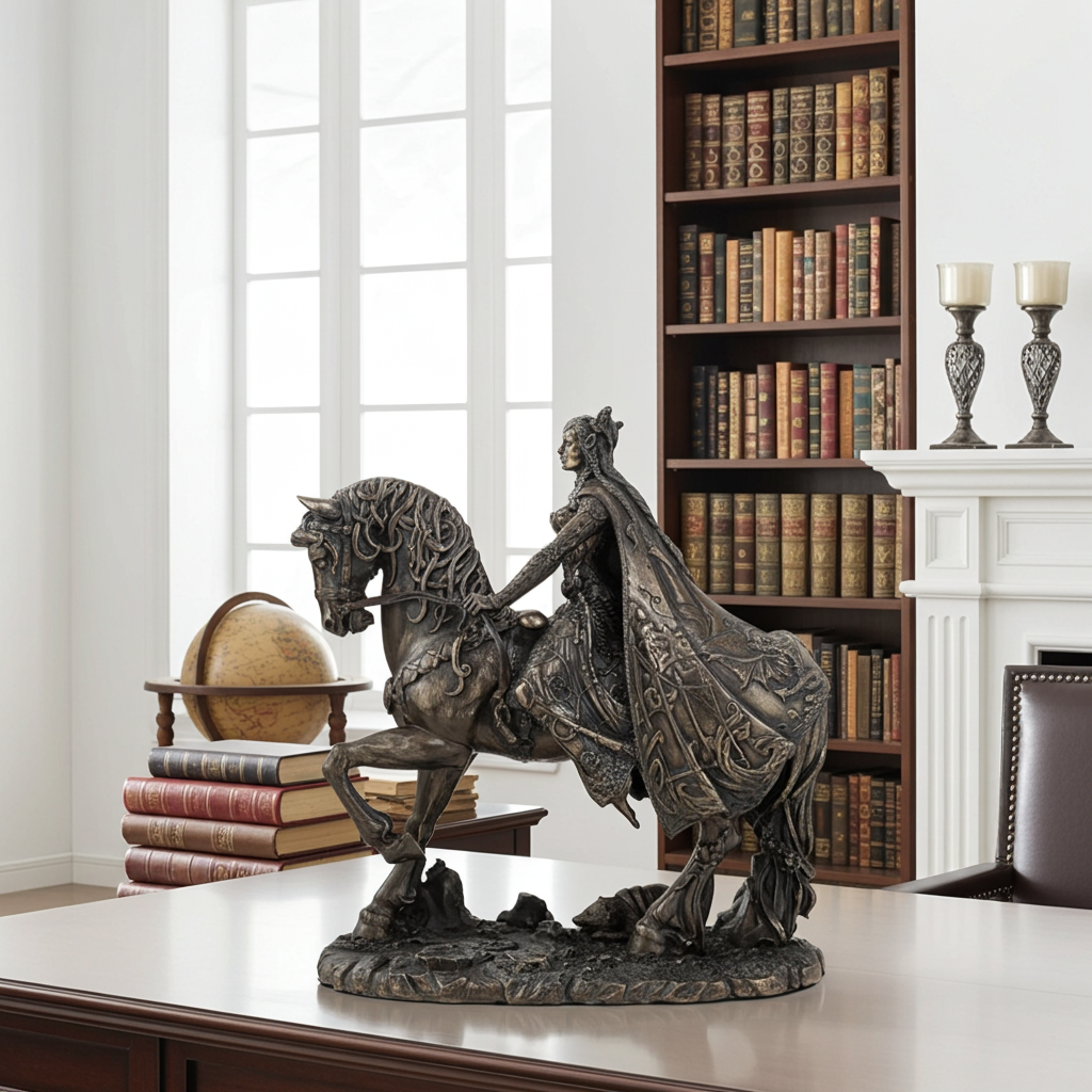 Rhiannon horse goddess statue figure for spiritual decor, goddess worship, and sacred space display.