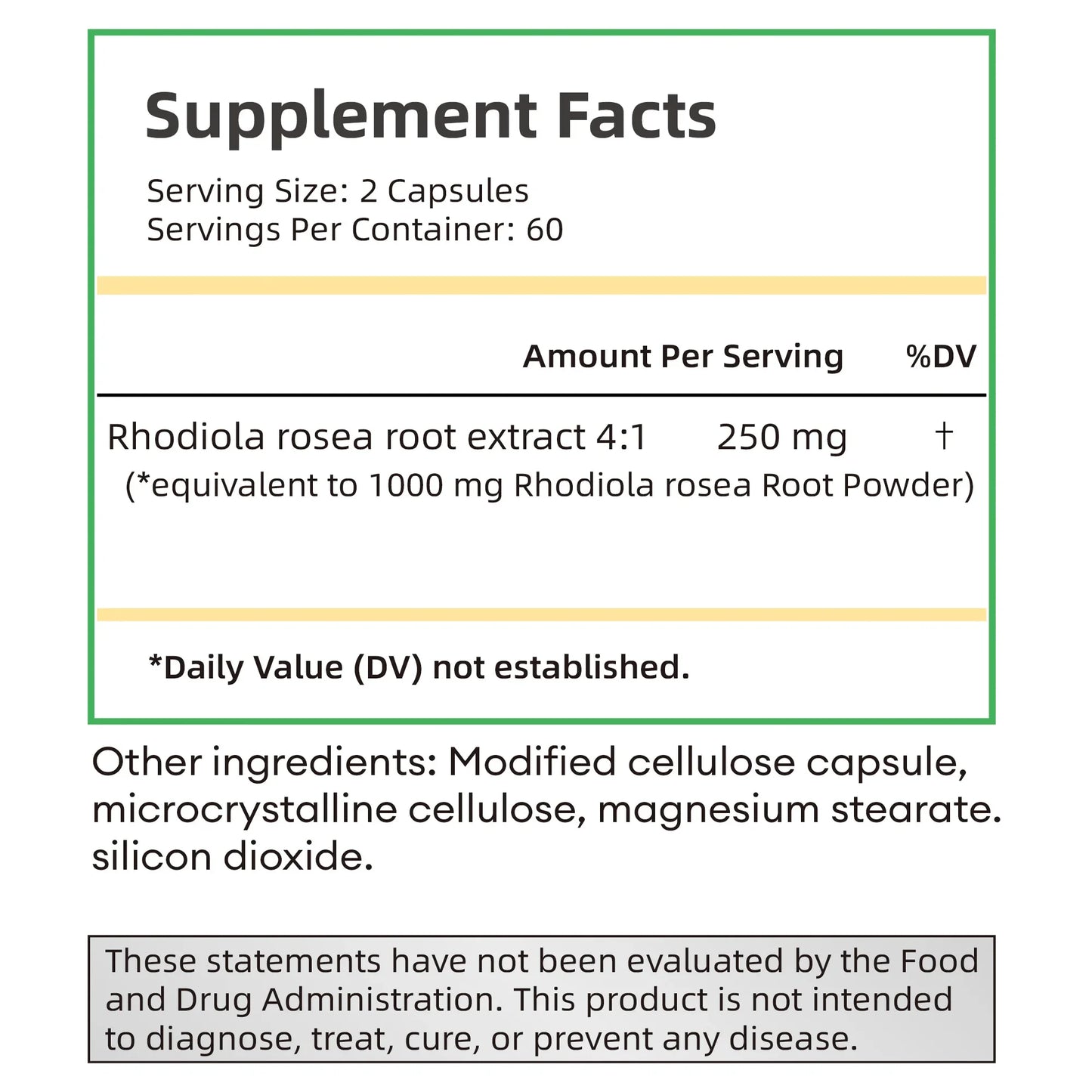 Rhodiola Rosea capsules formula for supporting stamina, stress adaptation, and active daily routines.