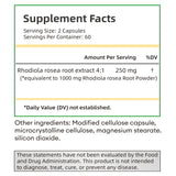 Rhodiola Rosea capsules formula for supporting stamina, stress adaptation, and active daily routines.