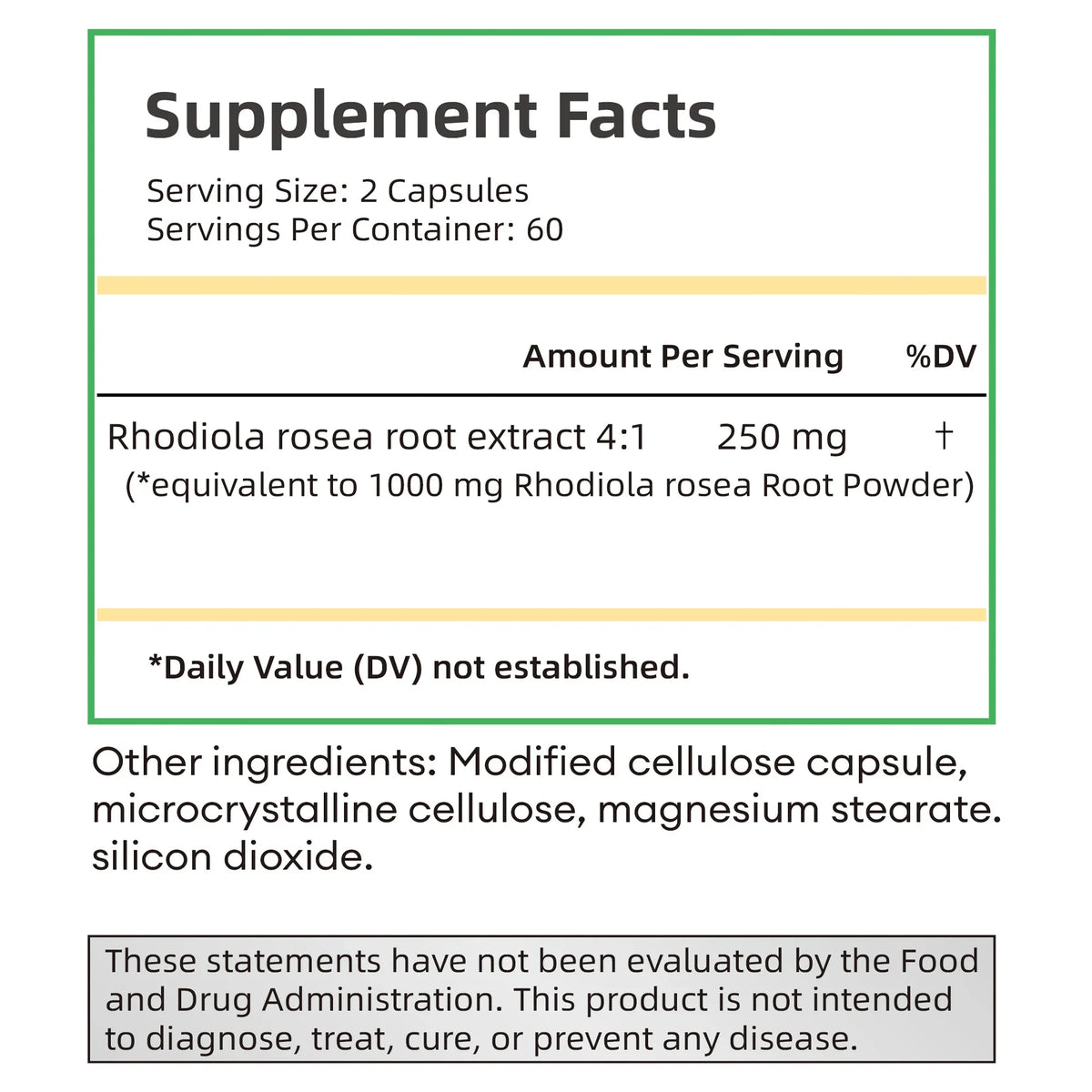 Rhodiola Rosea capsules formula for supporting stamina, stress adaptation, and active daily routines.