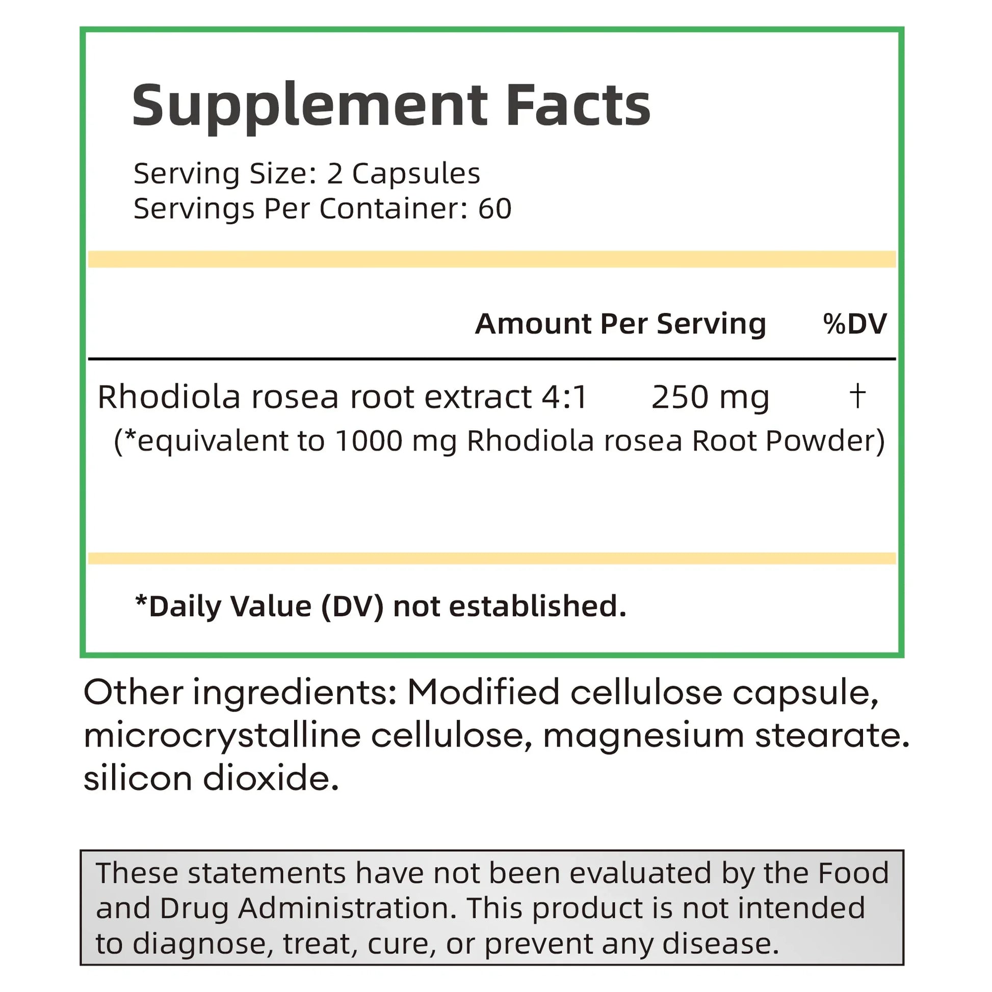 Rhodiola Rosea capsules formula for supporting stamina, stress adaptation, and active daily routines.