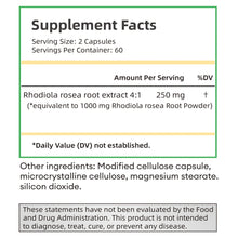 Rhodiola Rosea capsules formula for supporting stamina, stress adaptation, and active daily routines.