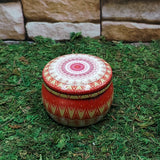 Ritual prayer tin candle with crystals for prayer work, meditation, and sacred ceremonies.