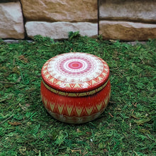 Ritual prayer tin candle with crystals for prayer work, meditation, and sacred ceremonies.