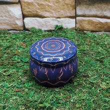 Ritual tin candle with crystals for spiritual cleansing, meditation, and ritual use.