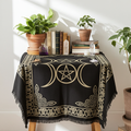 Triple Moon Pentagram altar cloth fabric for altar decoration, ritual setup, and spiritual practice.