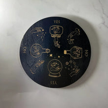 Ritual Wooden Pendulum Divination Board for pendulum readings, spiritual communication, and ceremonial use.