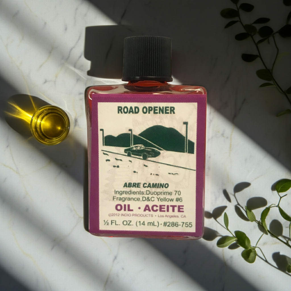 Road Opener Wish Oil ritual anointing oil bottle for prayer, intention setting, and opening new paths.