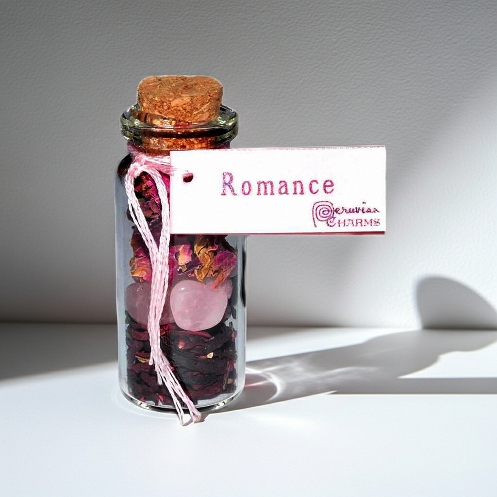 Romance Pocket Spellbottle mini bottle for carrying romantic intentions, attraction rituals, and personal spiritual use.