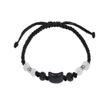 Moonstone and obsidian romantic cat bracelet pair for couples, Valentine gifting, and meaningful matching jewelry wear.