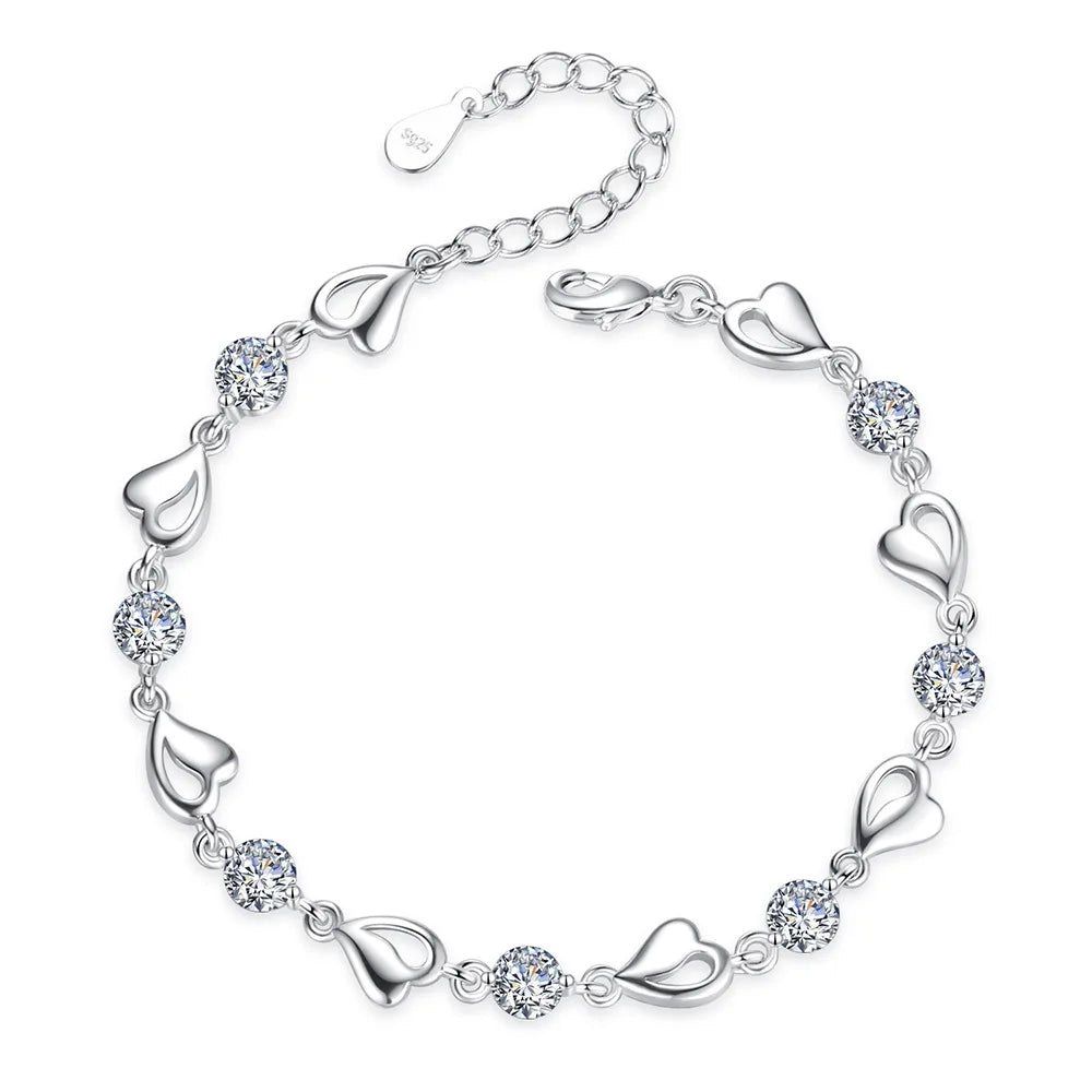 Romantic Love Bracelet jewelry with purple and blue zircon accents for anniversary gifting and elegant wear.