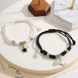 Romantic luminous couple bracelets with star and heart design for partners to wear as symbolic love accessories and gift jewelry.
