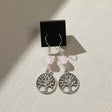 Rose quartz Tree of Life earrings for symbolic jewelry, everyday wear, and gift giving.