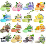 Collection of handmade shampoo soap bars including Rosemary Silicone-Free variety on white background.