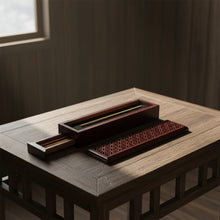 Rosewood finish wood incense box burner large size close-up detail of wood grain finish.
