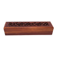 Rosewood finish wood incense box burner small size closed for storing incense sticks and ash catching.