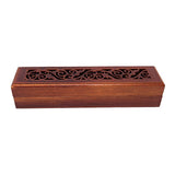Rosewood finish wood incense box burner small size closed for storing incense sticks and ash catching.