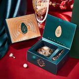 ROSPSKL Luxury Pearl Repair Day Cream displayed with packaging box and decorative accessories on red surface.