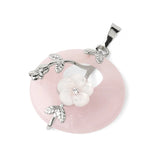 Round natural stone flower donut pendant for handmade jewelry projects, necklace assembly, and everyday wear.