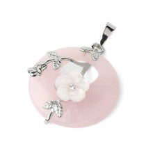 Round natural stone flower donut pendant for handmade jewelry projects, necklace assembly, and everyday wear.