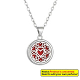 Round Tree of Life diffuser locket necklace for essential oil scent wear during yoga, meditation, and wellness practice.