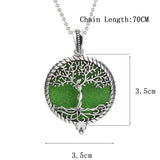 Vintage Tree of Life aromatherapy necklace pendant for essential oil diffusion, spiritual relaxation, and everyday fashion wear.