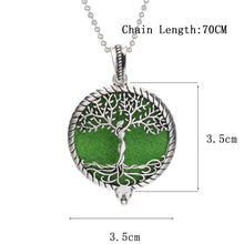 Vintage Tree of Life aromatherapy necklace pendant for essential oil diffusion, spiritual relaxation, and everyday fashion wear.