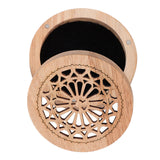 Round wooden incense ash catcher holder for holding incense sticks during meditation, prayer, and stress relief rituals.