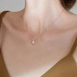 Round zircon pendant choker necklace with a delicate chain for everyday wear, layering, and dressy styling.