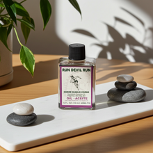 Run Devil Run Wish Oil ritual anointing oil bottle for spiritual defense, blessing, and intention setting.