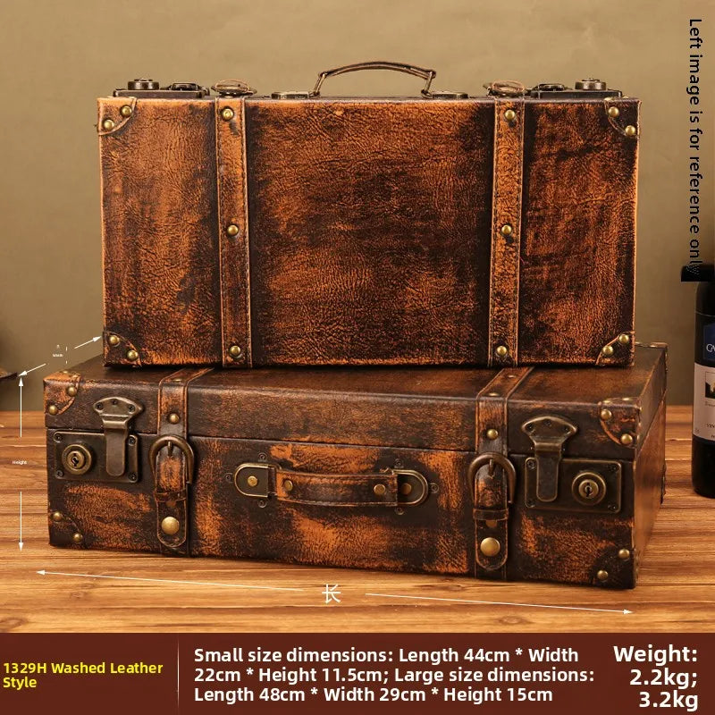 Rustic European solid wood caddy box for carrying bathroom items, desk supplies, and small household goods.