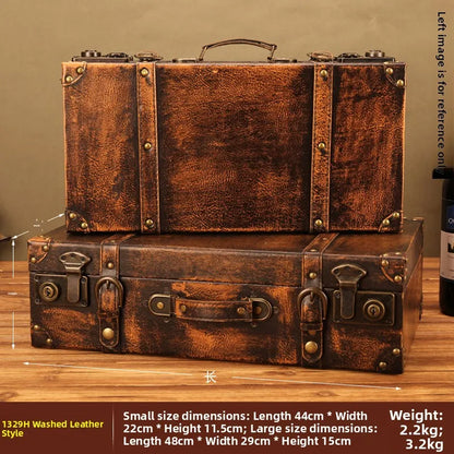 Rustic European solid wood caddy box for carrying bathroom items, desk supplies, and small household goods.